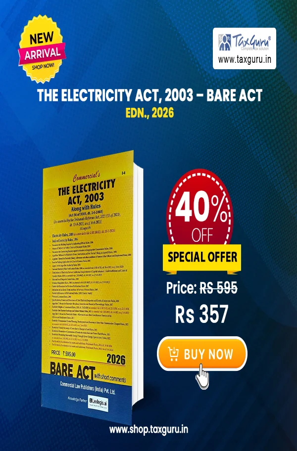 The Electricity Act, 2003 – Bare Act