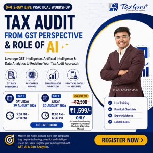 TAX AUDIT FROM GST PERSPECTIVE & ROLE OF AI – 2-Day Live Practical Workshop